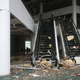 An escalator is seen in Capital One Tower that had its windows blown out in the downtown area after Hurricane Laura passed through on August 27, 2020 in Lake Charles, Louisiana.